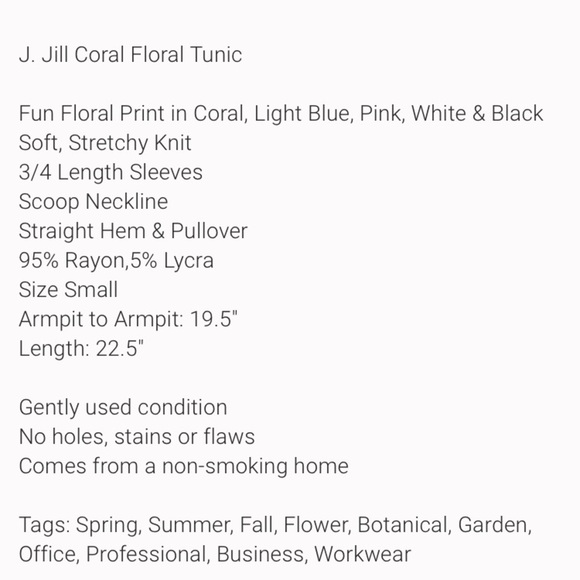 J. JILL Wearever Collection Coral Ditsy Floral Print Elbow Tee - Picture 10 of 10